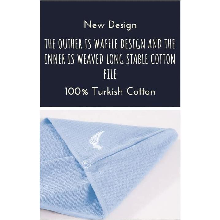 Toalla de Cabello Selarus 100% Algodón Turco 400-GSM Azul