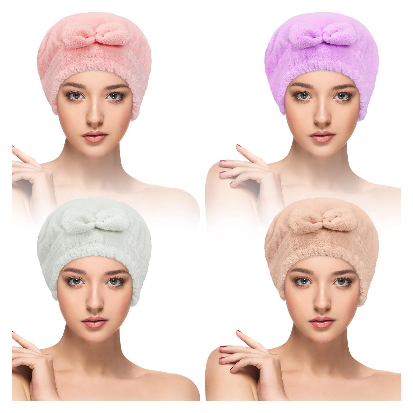 4 Toallas de Microfibra Sureio para Secado Rápido de Cabello