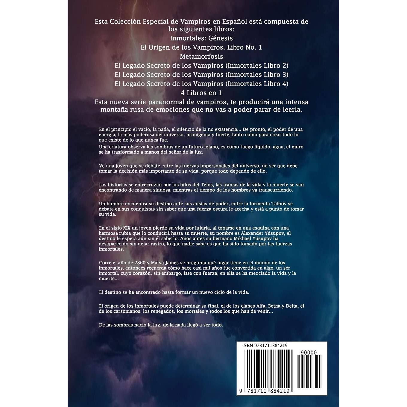 Inmortales: Colección Especial De Vampiros En Español (4 En 1) Libros de Novelas de Vampiros: Las mejores historias de Suspense, Romance y Fantasía ... Romántica en Español (Spanish Edition)