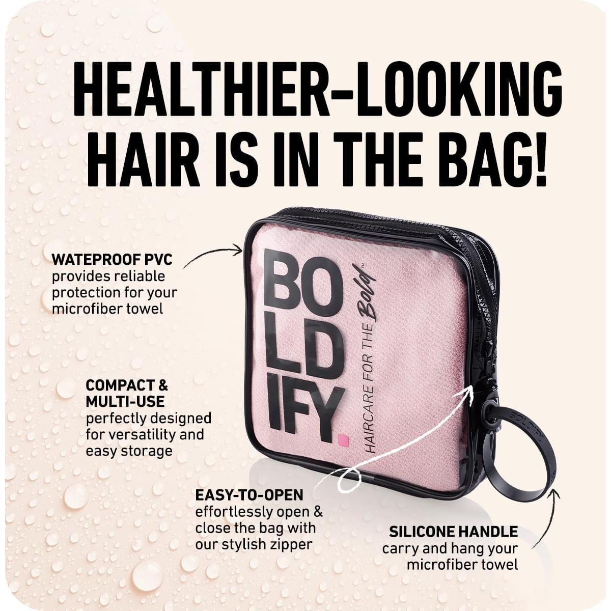 Toalla de Microfibra Boldify para Cabello Fino y Rizado - Rosa