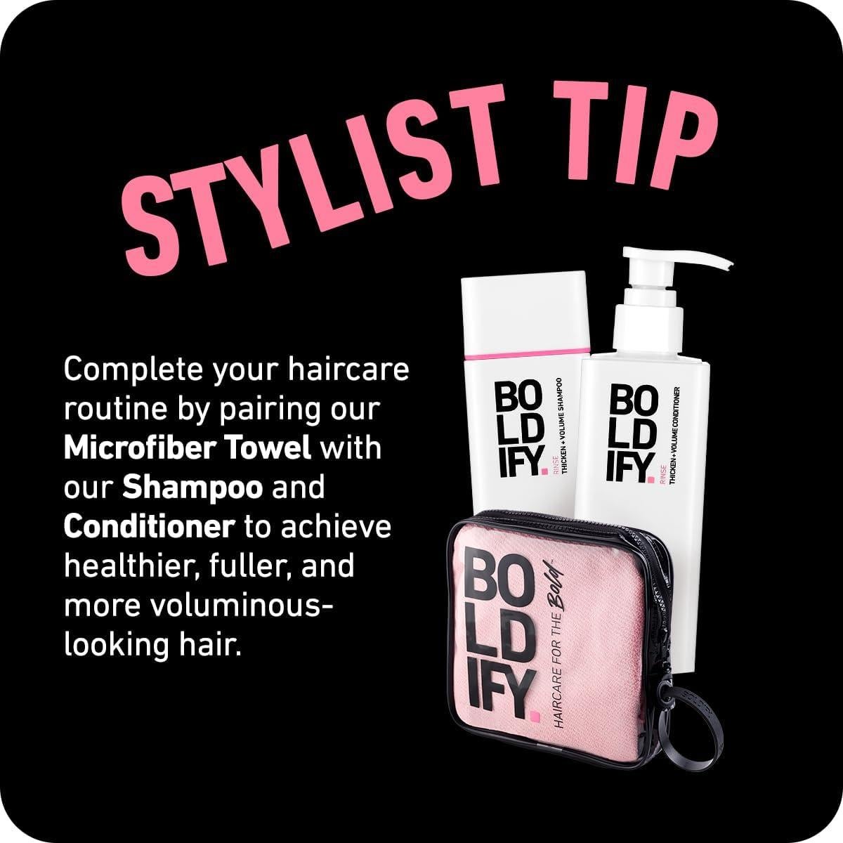 Toalla de Microfibra Boldify para Cabello Fino y Rizado - Rosa