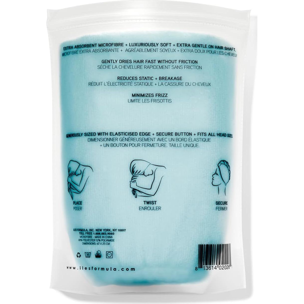 Toalla Turbante Iles Formula Azul - Microfibra Secado Rápido