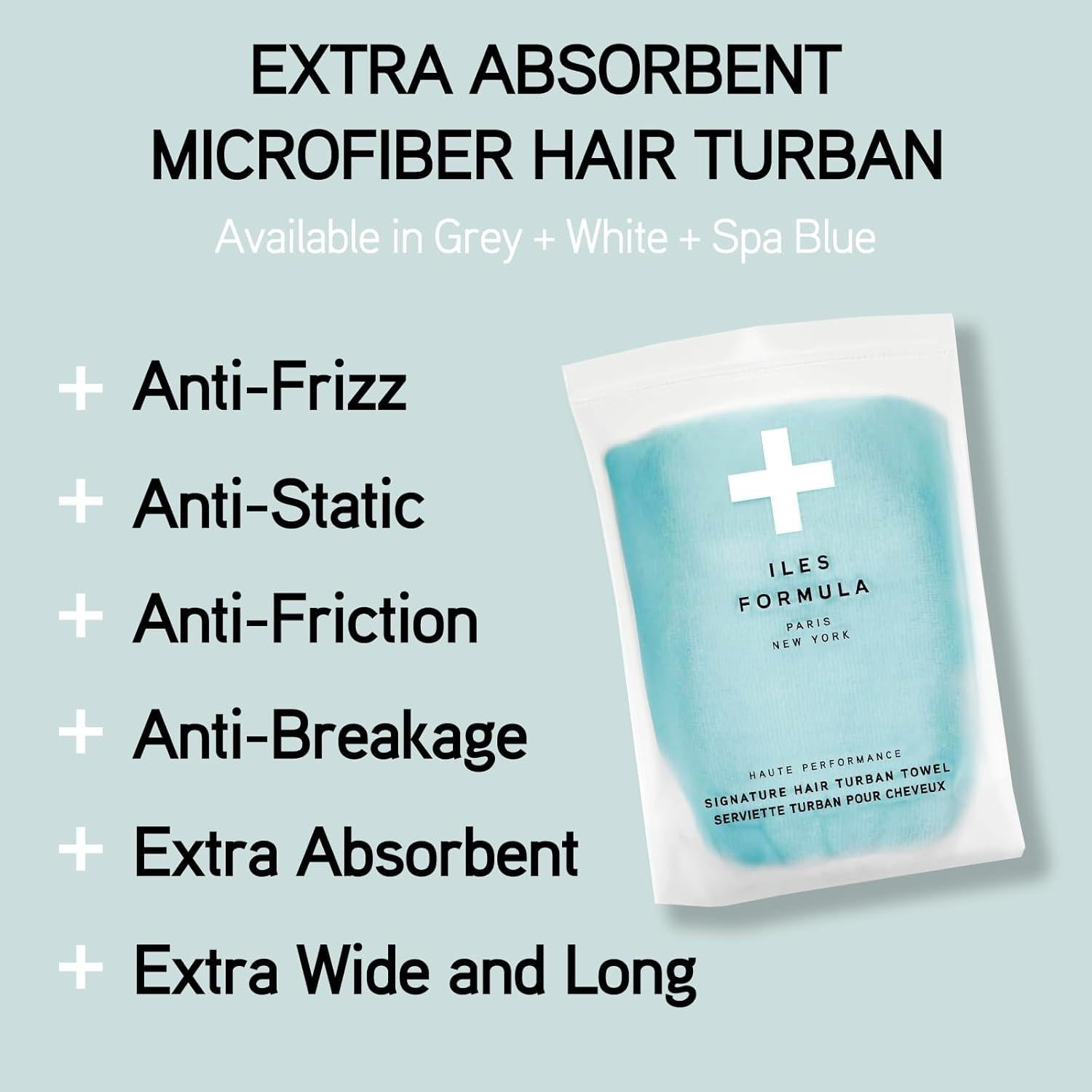 Toalla Turbante Iles Formula Azul - Microfibra Secado Rápido