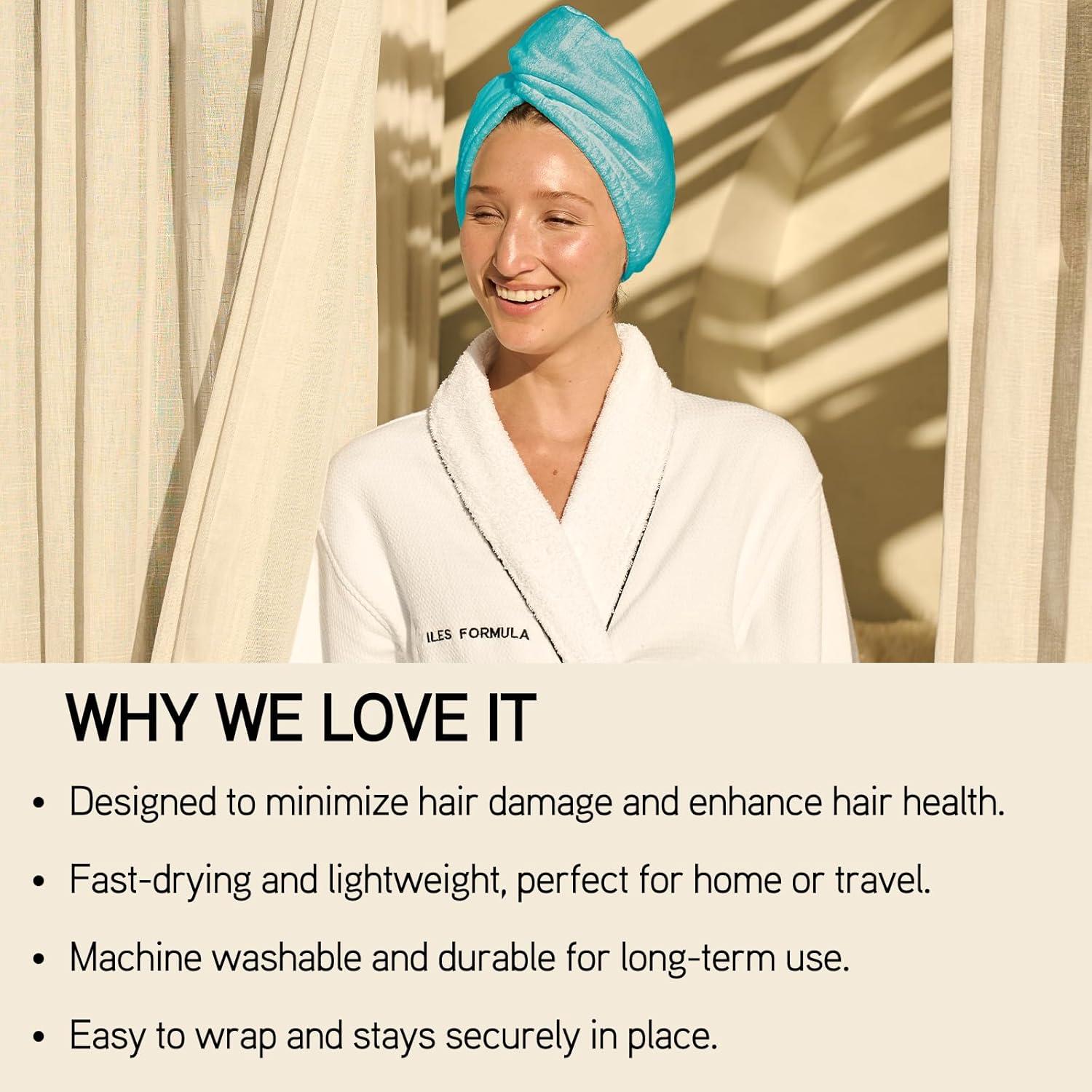 Toalla Turbante Iles Formula Azul - Microfibra Secado Rápido