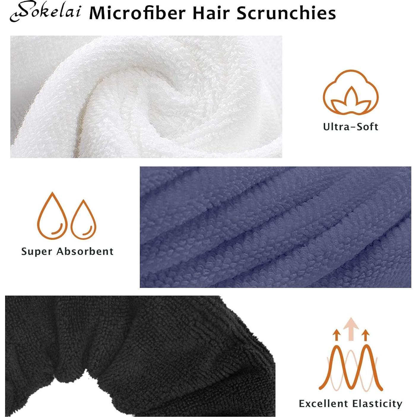 Scrunchies de Microfibra Wokelai - Toalla Secado Cabello 15.24cm