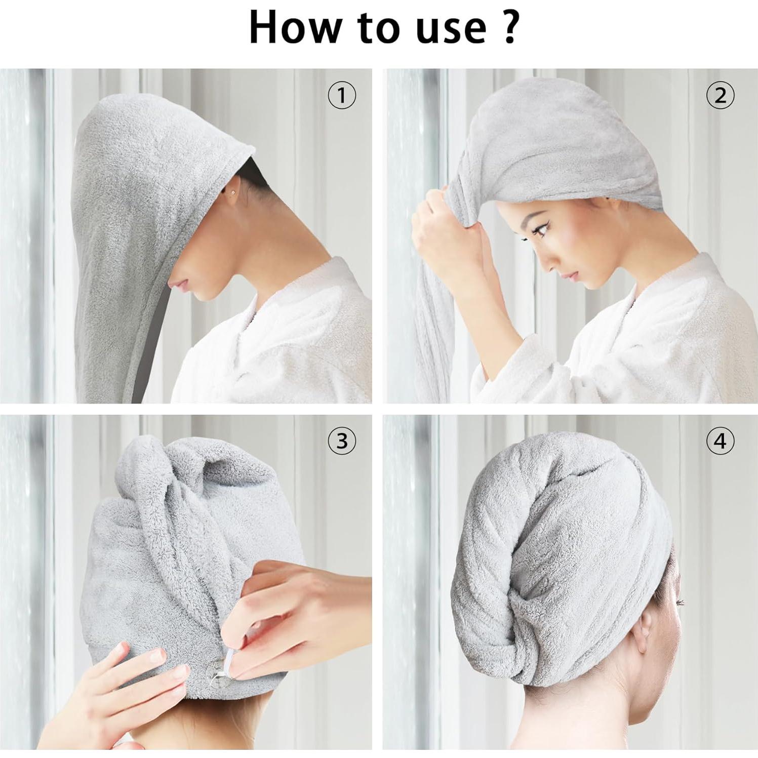 Paquete de 2 Toallas de Microfibra AGLIFEFY para Cabello 66x25.4cm