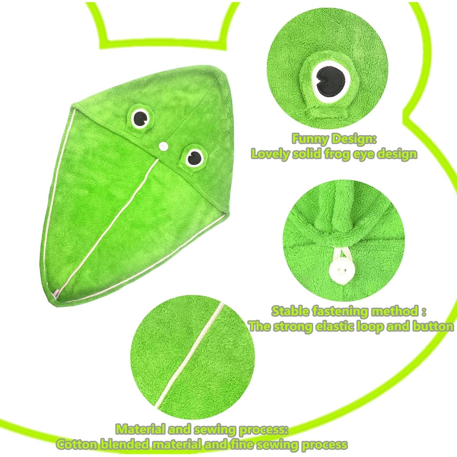 2 Toallas de Microfibra para el Cabello Globalnice - Diseño Rana