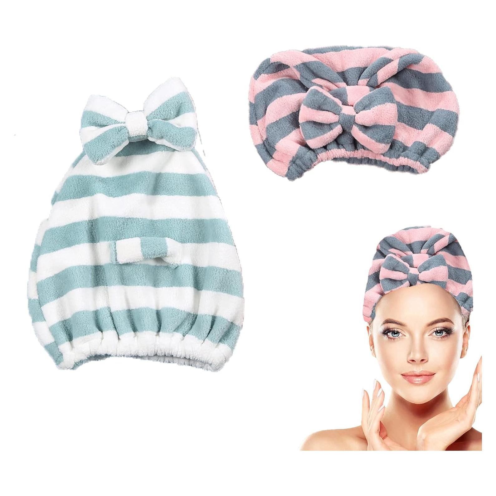 Gorro de toalla de microfibra SHxxyljh para cabello - 2 unidades