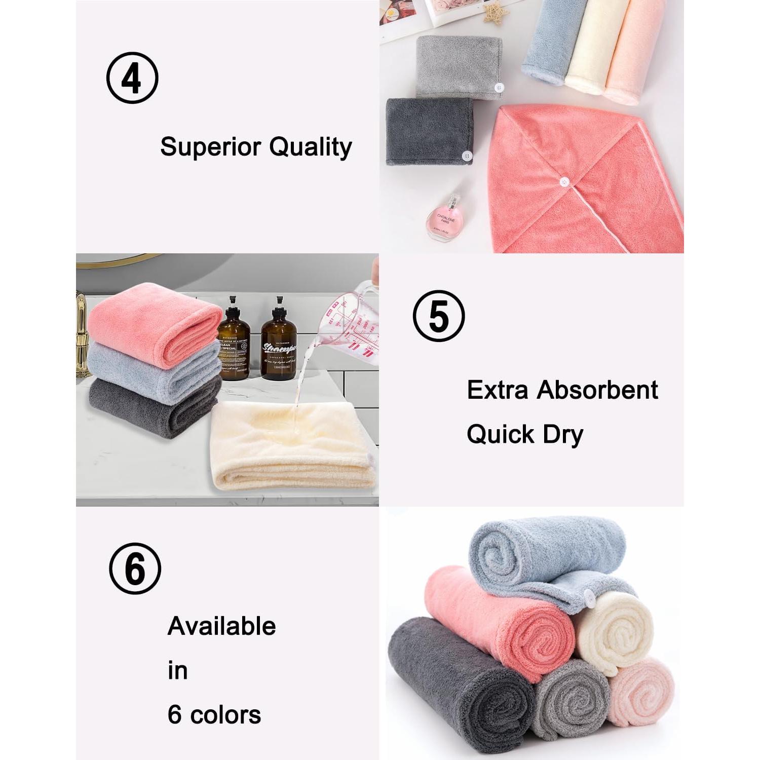 Paquete de 4 Toallas de Microfibra Lumimi para el Cabello 65x25cm