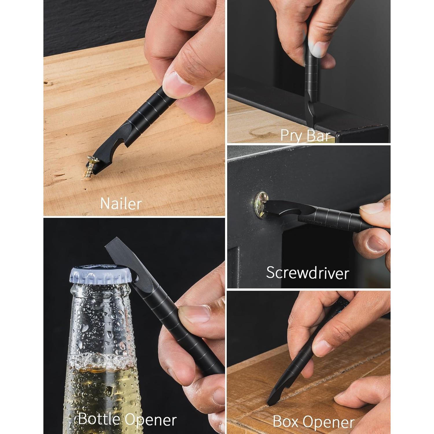 TISUR Multiherramienta de Titanio EDC 6 en 1 Llavero Negro