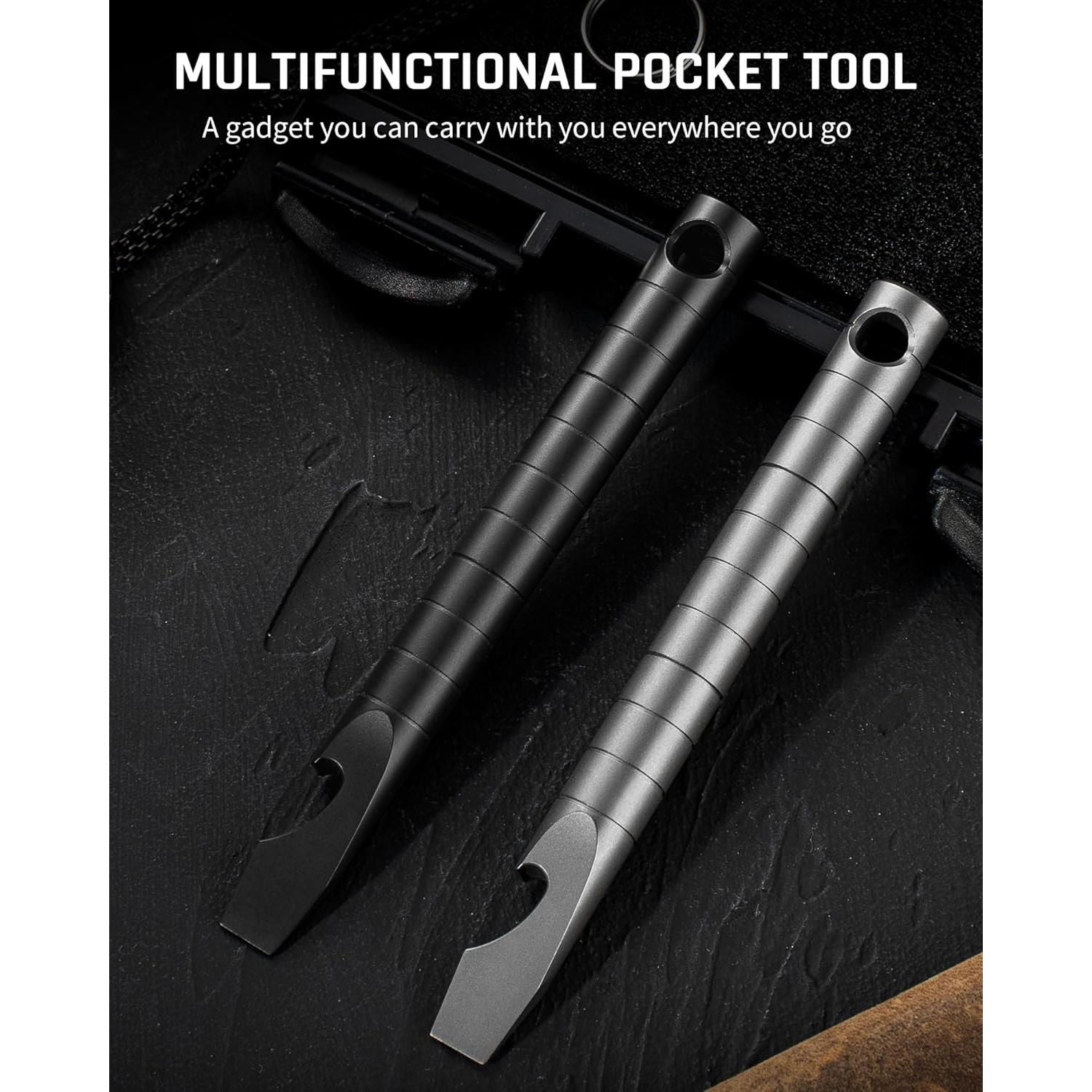 TISUR Multiherramienta de Titanio EDC 6 en 1 Llavero Negro