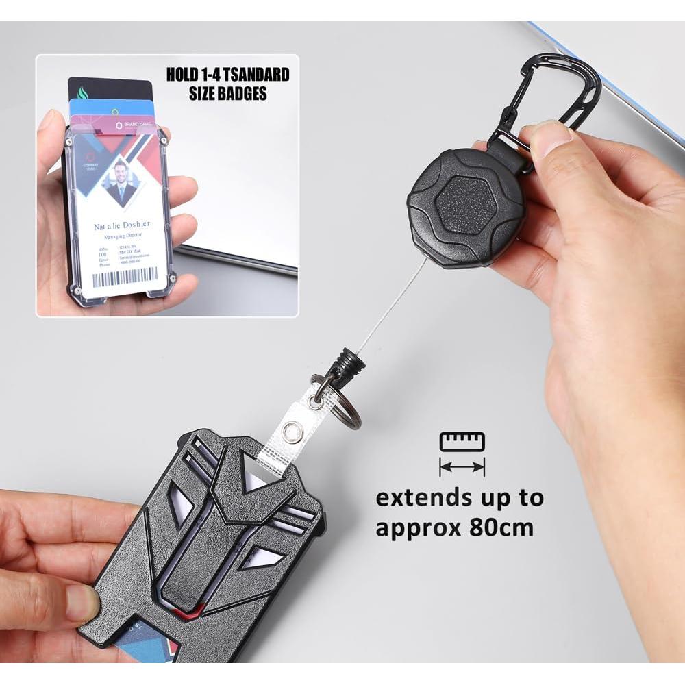 Portatarjetas retráctil COOKOOKY con clip y llavero - 2 Soportes