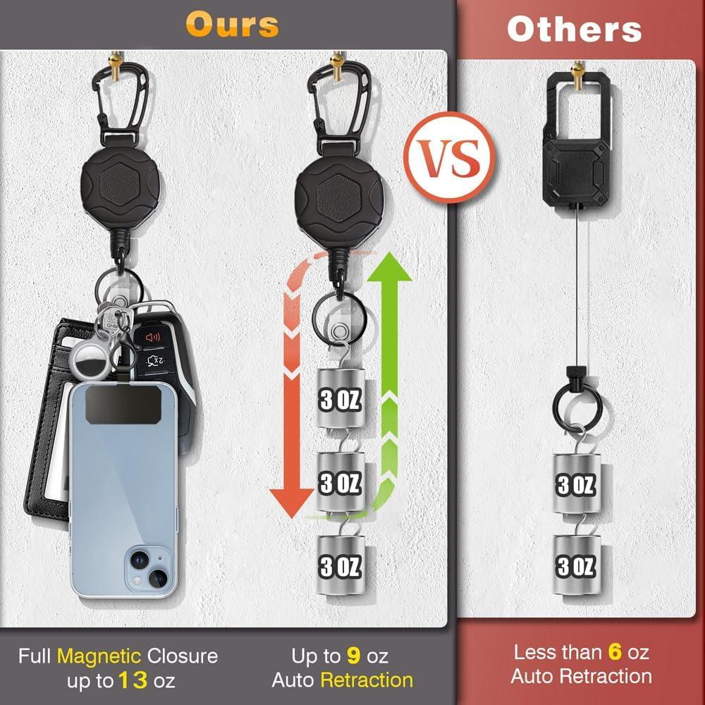 Portatarjetas retráctil COOKOOKY con clip y llavero - 2 Soportes