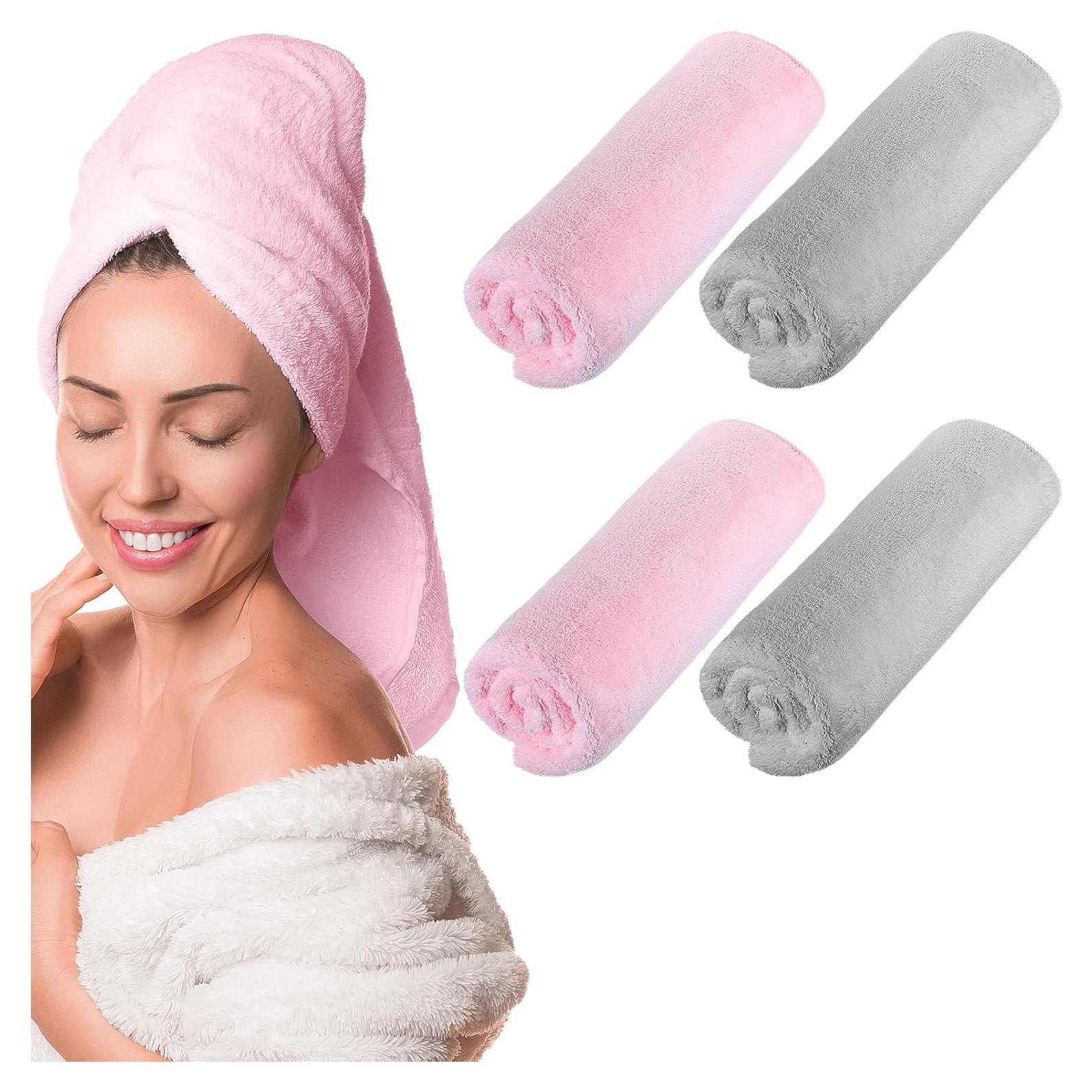 4 Toallas de Microfibra Grande Tatuo para Cabello 51x101 cm