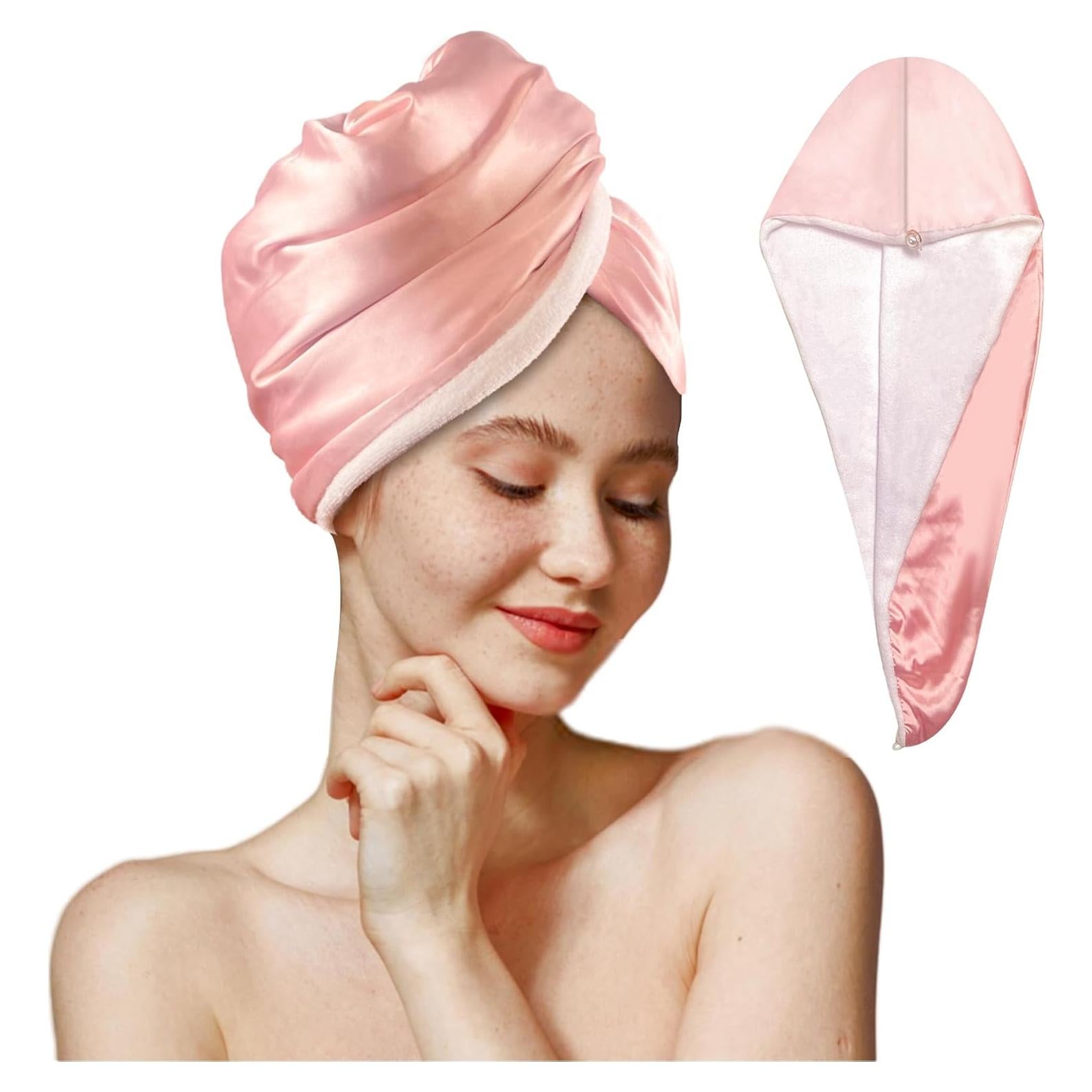 Toalla de Envoltura para Cabello Bsofter Microfibra Rosa 1 Paquete