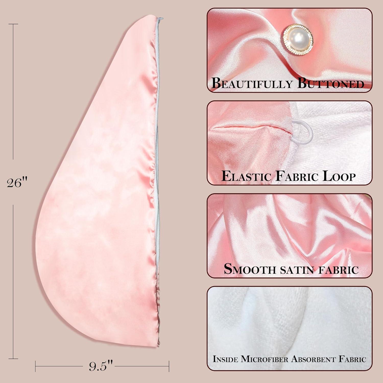 Toalla de Envoltura para Cabello Bsofter Microfibra Rosa 1 Paquete