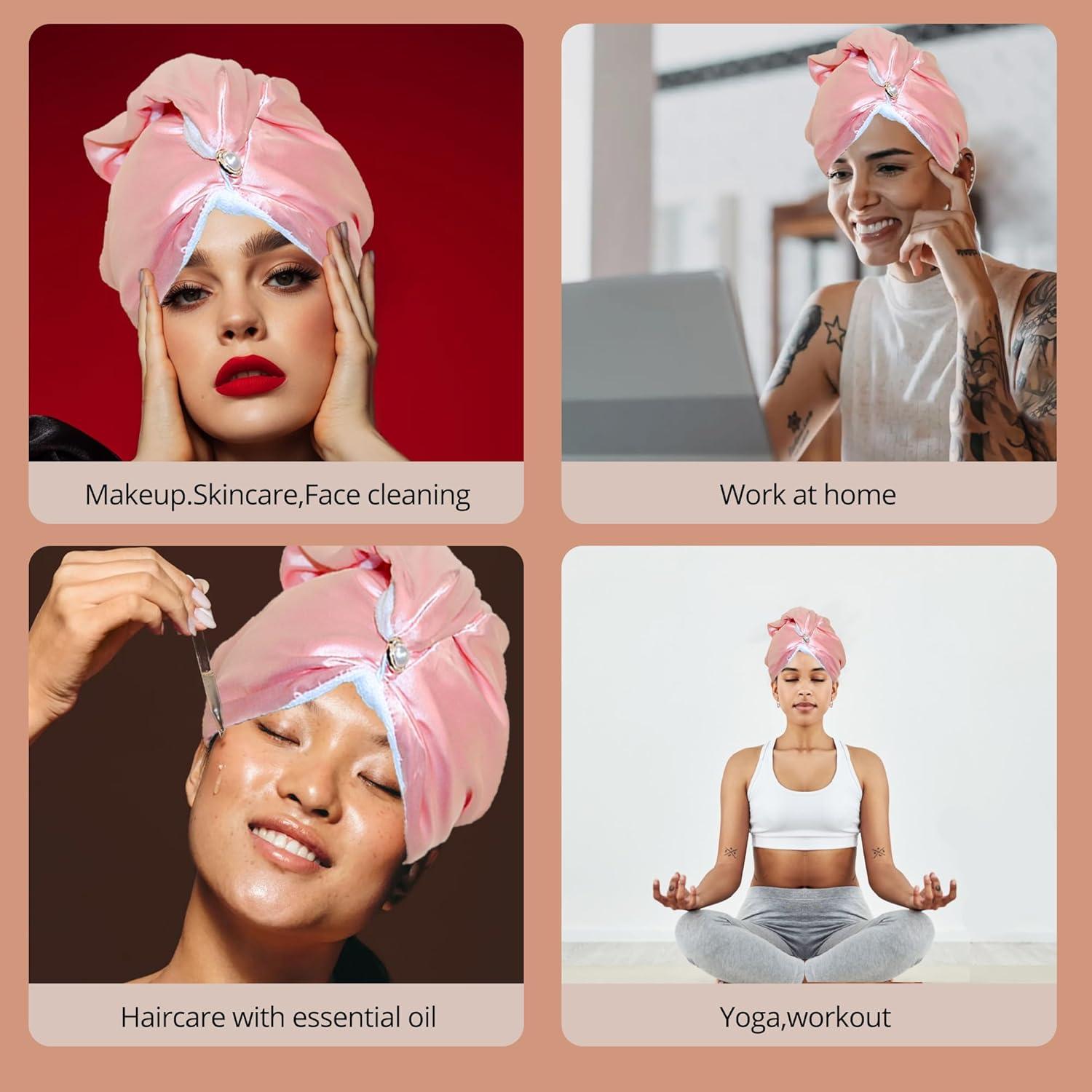 Toalla de Envoltura para Cabello Bsofter Microfibra Rosa 1 Paquete