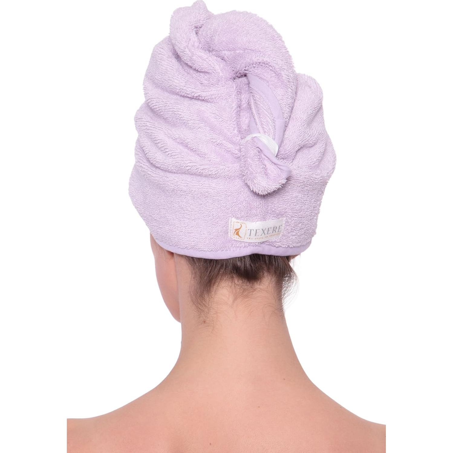 Toalla de cabello TexereSilk Niebla Lavanda - Secado rápido 63.5x30.5cm