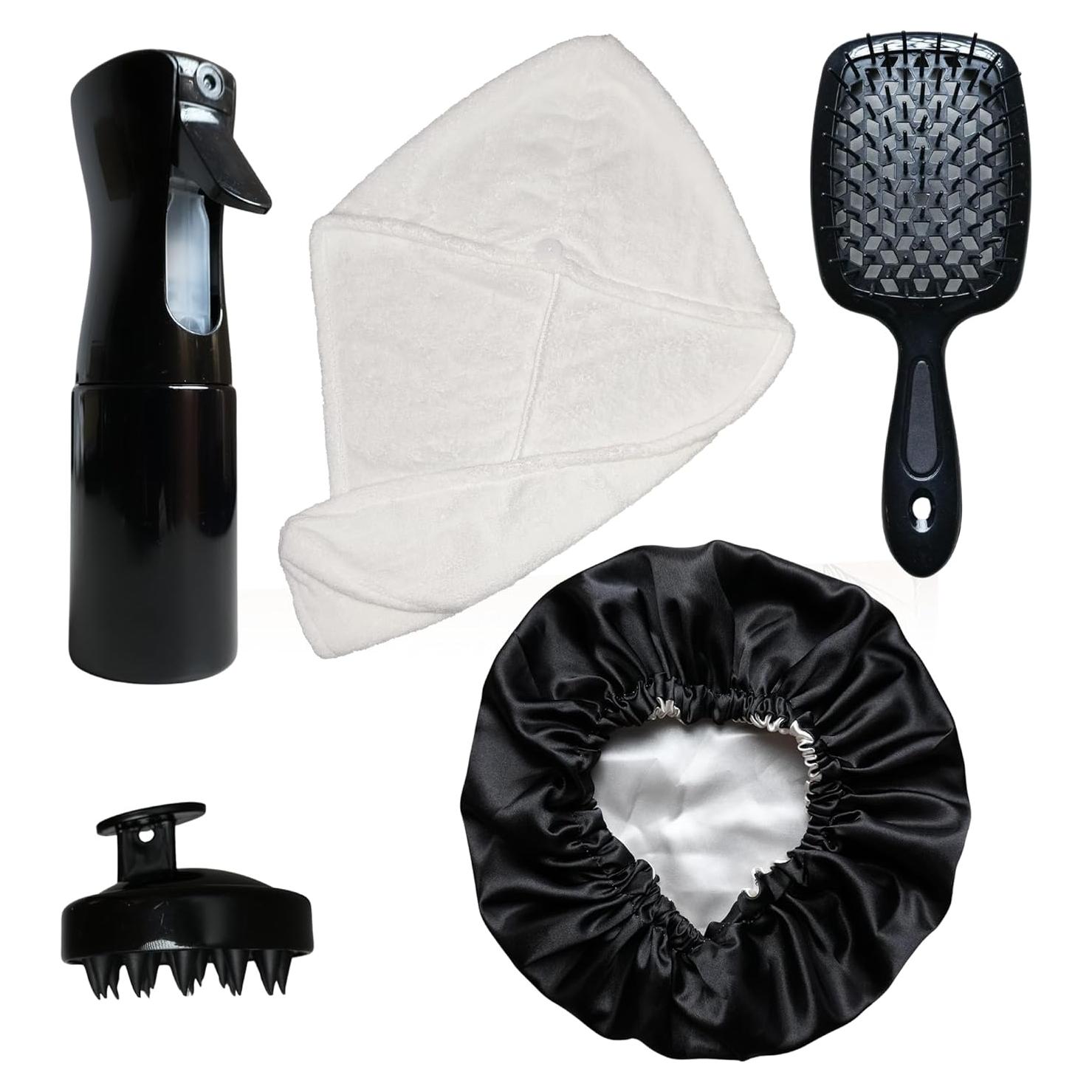 Conjunto 5 en 1 para Cabello Rizado VIBESKIN - Spray, Cepillo, Toalla