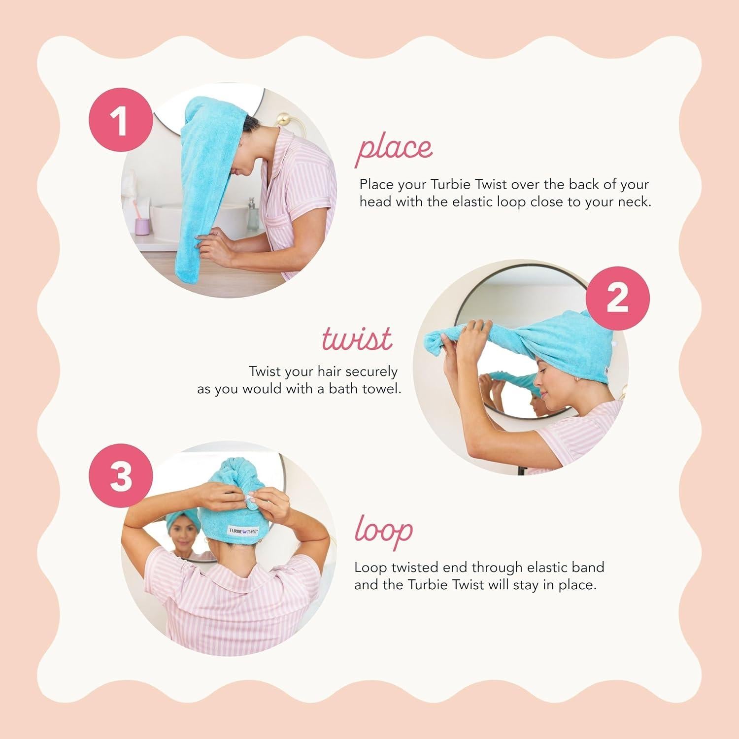 Toalla de Microfibra Turbie Twist y Gorro de Ducha Stylin'