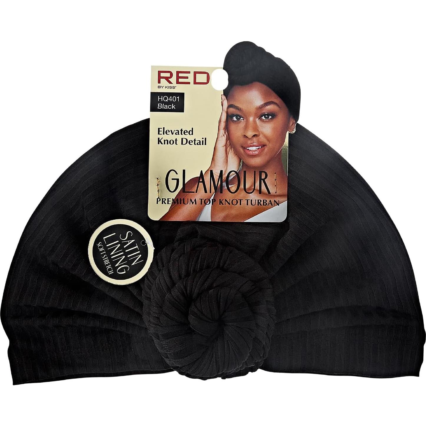 Turbante Red by Kiss para Mujeres, Satén Premium, Nudo Pre-Atado