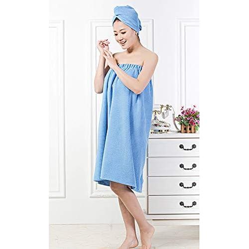 Conjunto de Bata de Microfibra Queena con Turbante Azul 150x90cm