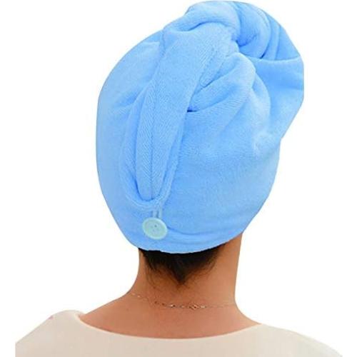 Conjunto de Bata de Microfibra Queena con Turbante Azul 150x90cm