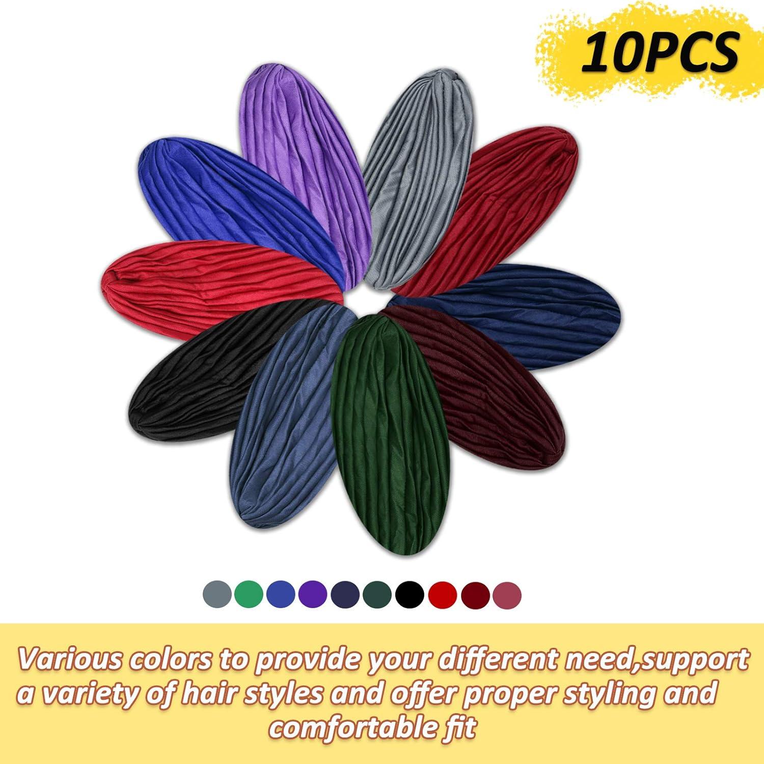 10 Turbantes Elásticos de Poliester Syhood para Mujeres