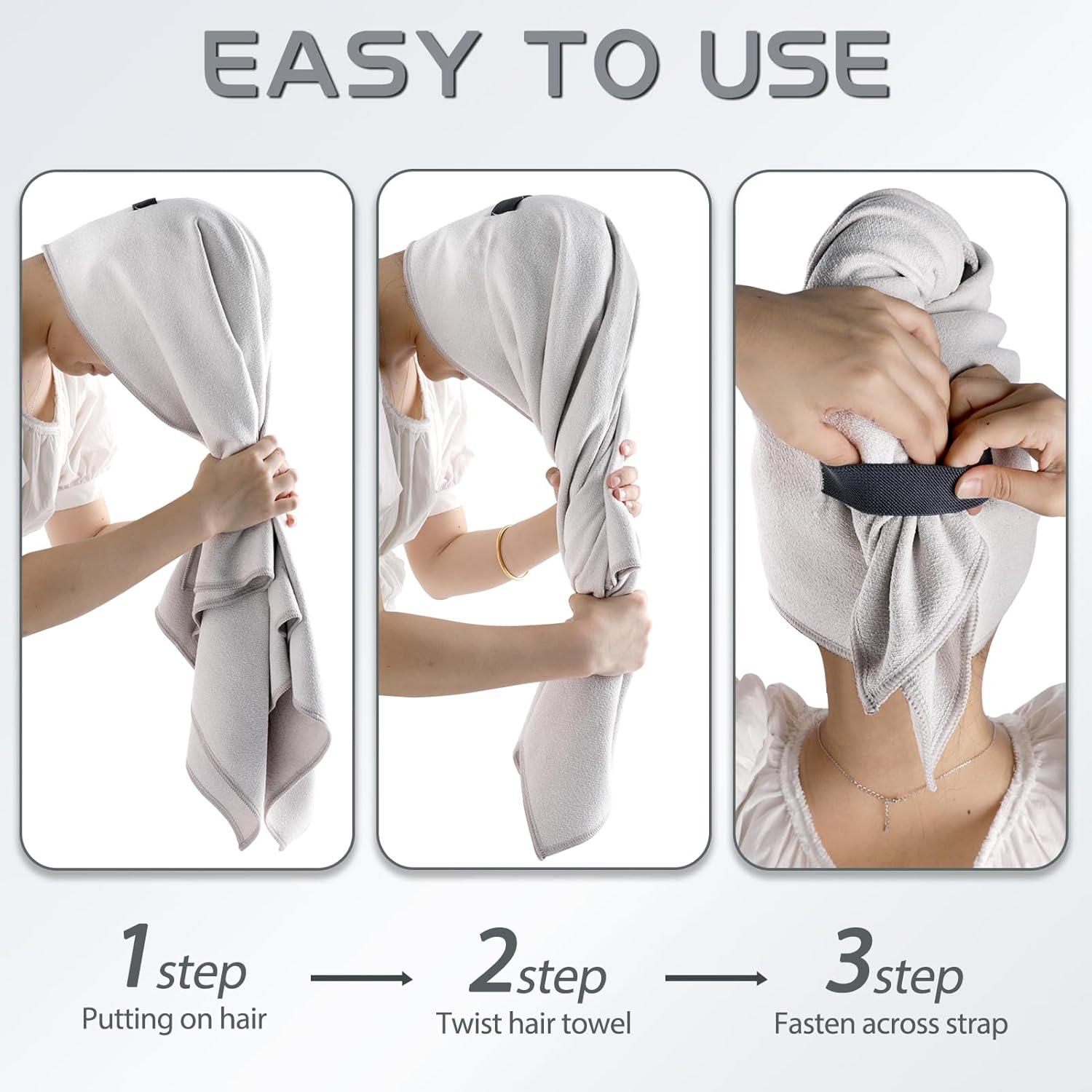 Paquete de 2 Toallas de Microfibra para Cabello Genérica - Gris y Blanco