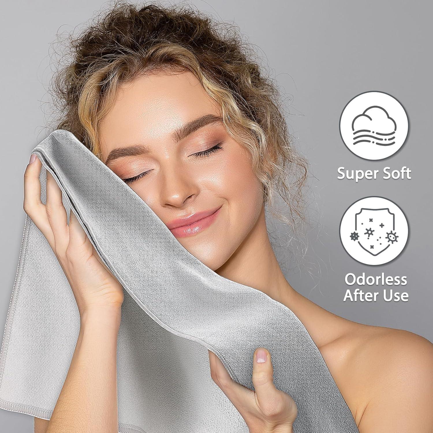 Paquete de 2 Toallas de Microfibra para Cabello Genérica - Gris y Blanco