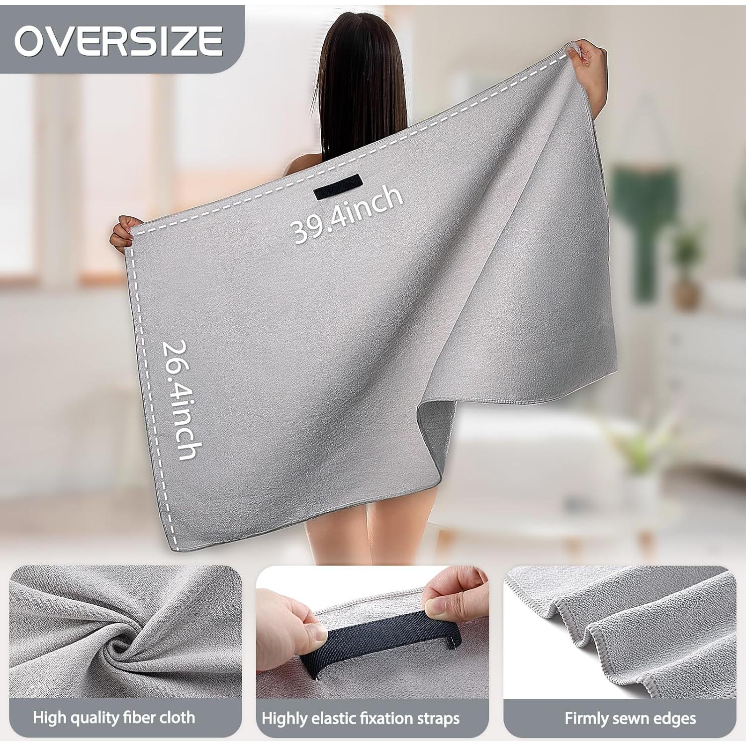 Paquete de 2 Toallas de Microfibra para Cabello Genérica - Gris y Blanco