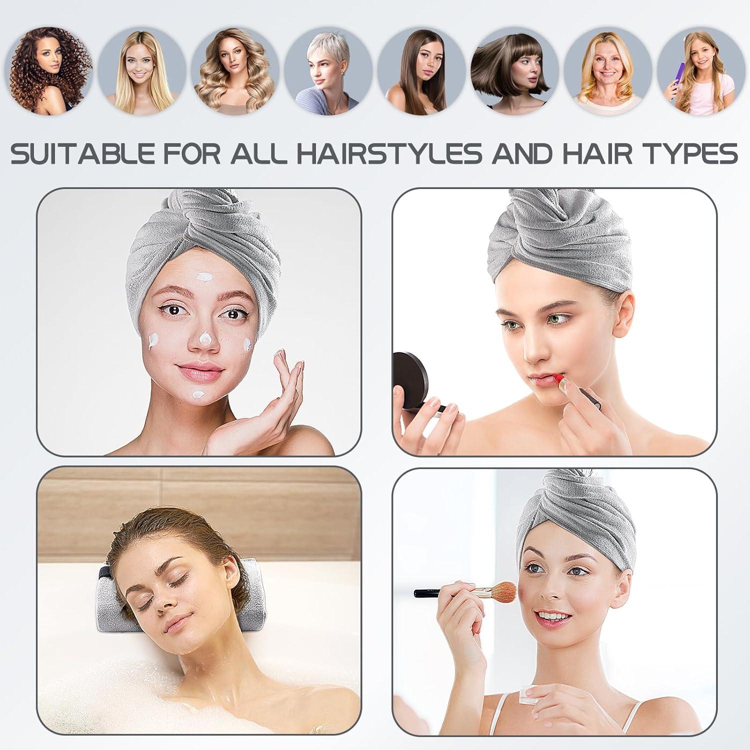 Paquete de 2 Toallas de Microfibra para Cabello Genérica - Gris y Blanco