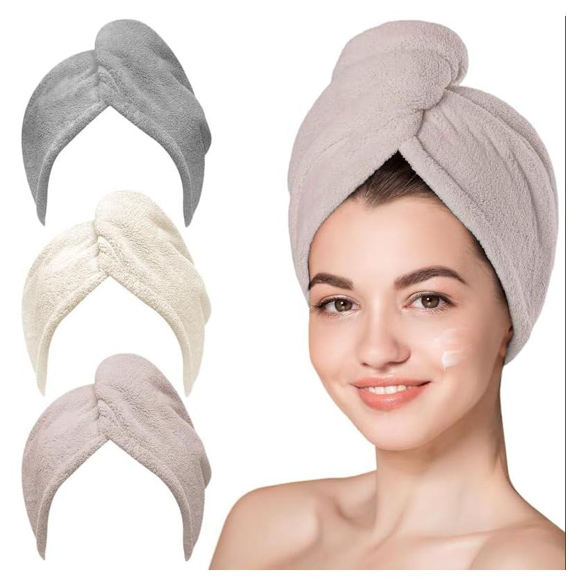 Juego de 3 Toallas de Microfibra YHPDYL para Cabello Secado Rápido