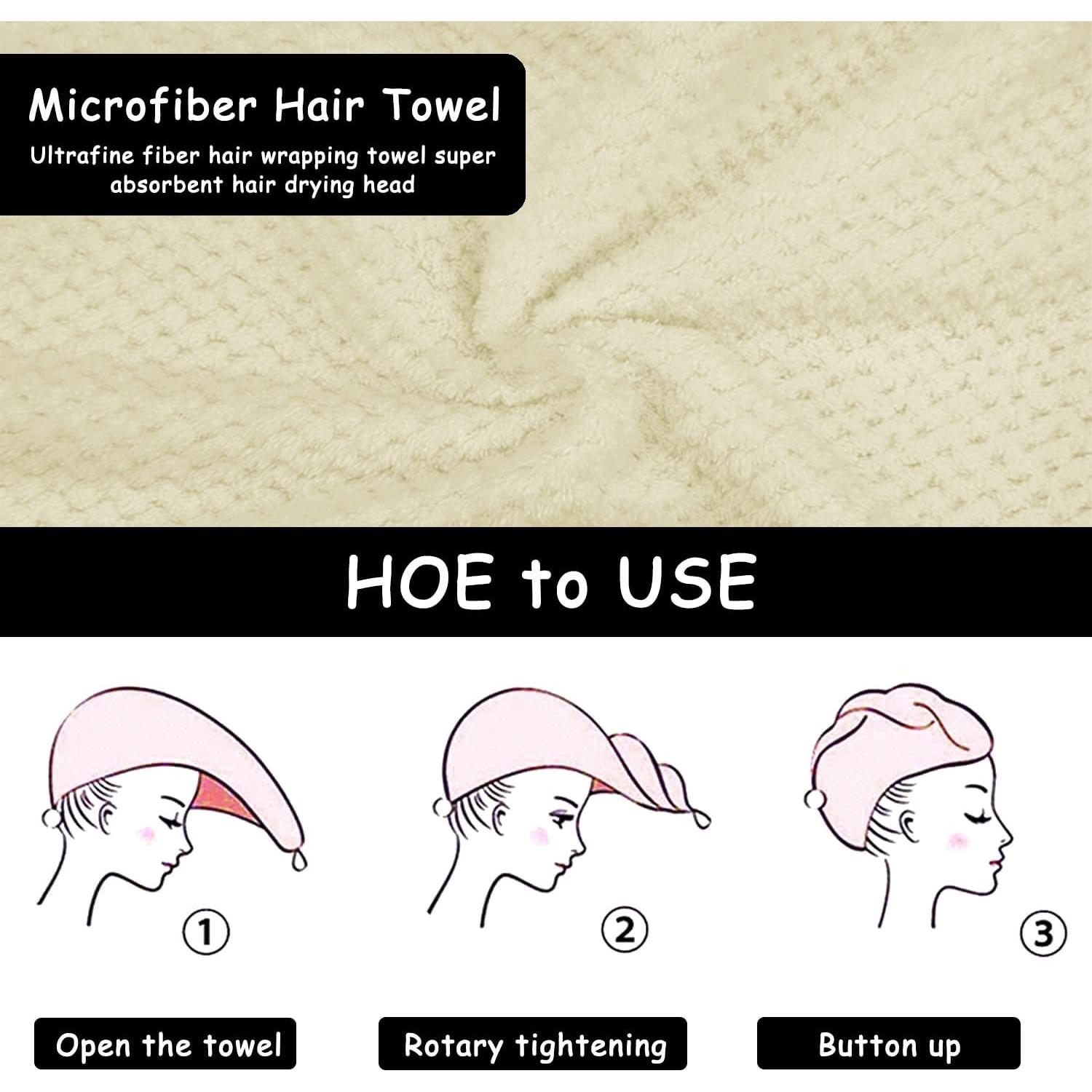 Juego de 3 Toallas de Microfibra YHPDYL para Cabello Secado Rápido