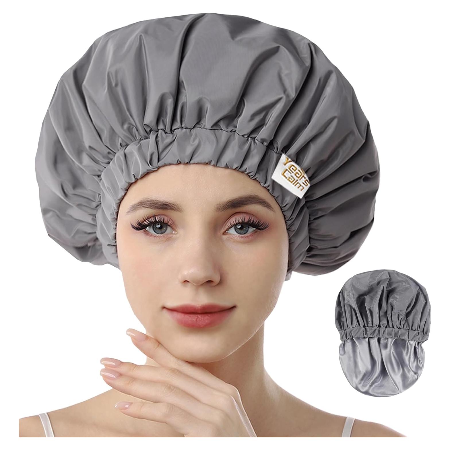 Gorra de Ducha Reutilizable Años Calm Gris Doble Capa Impermeable