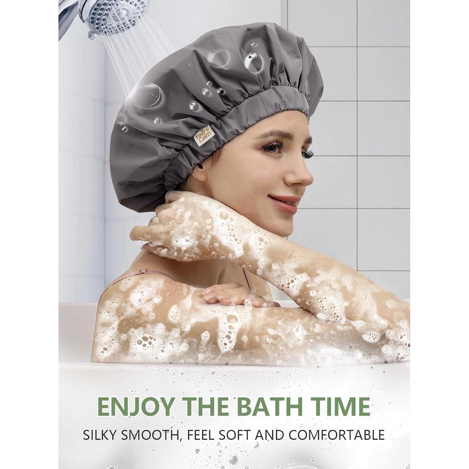 Gorra de Ducha Reutilizable Años Calm Gris Doble Capa Impermeable