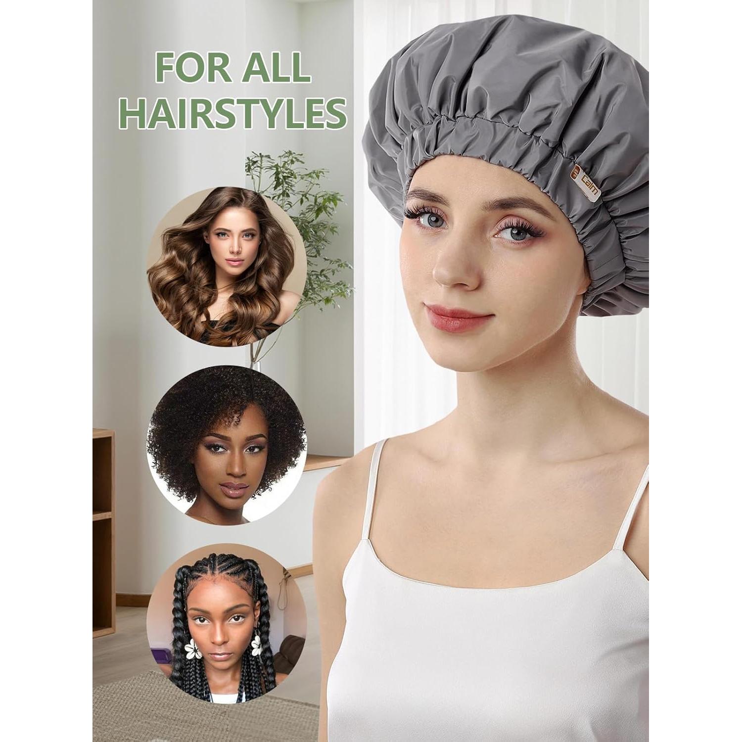 Gorra de Ducha Reutilizable Años Calm Gris Doble Capa Impermeable