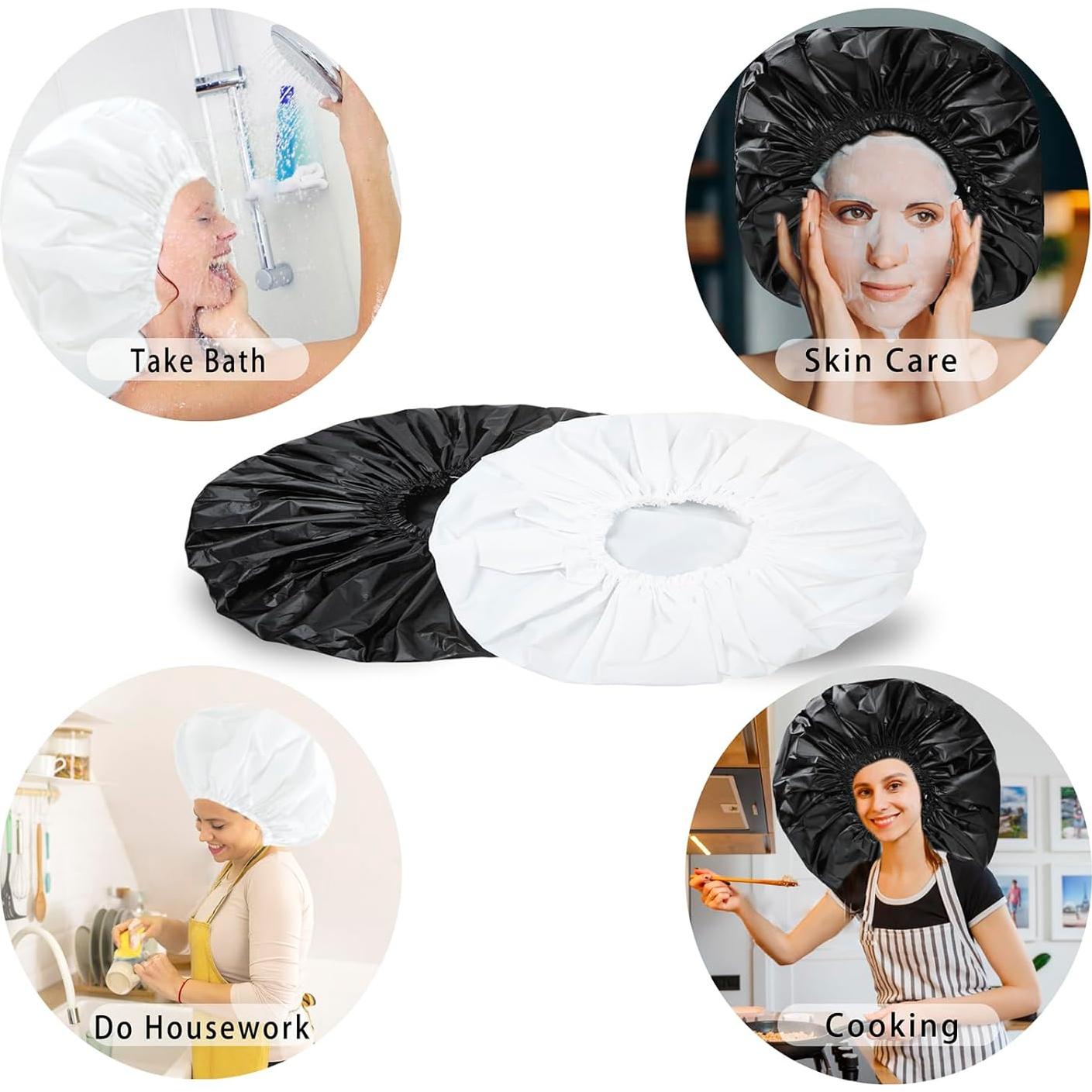 Gorros de Ducha Jumbo CHFONG 2 PCS Impermeables para Mujeres