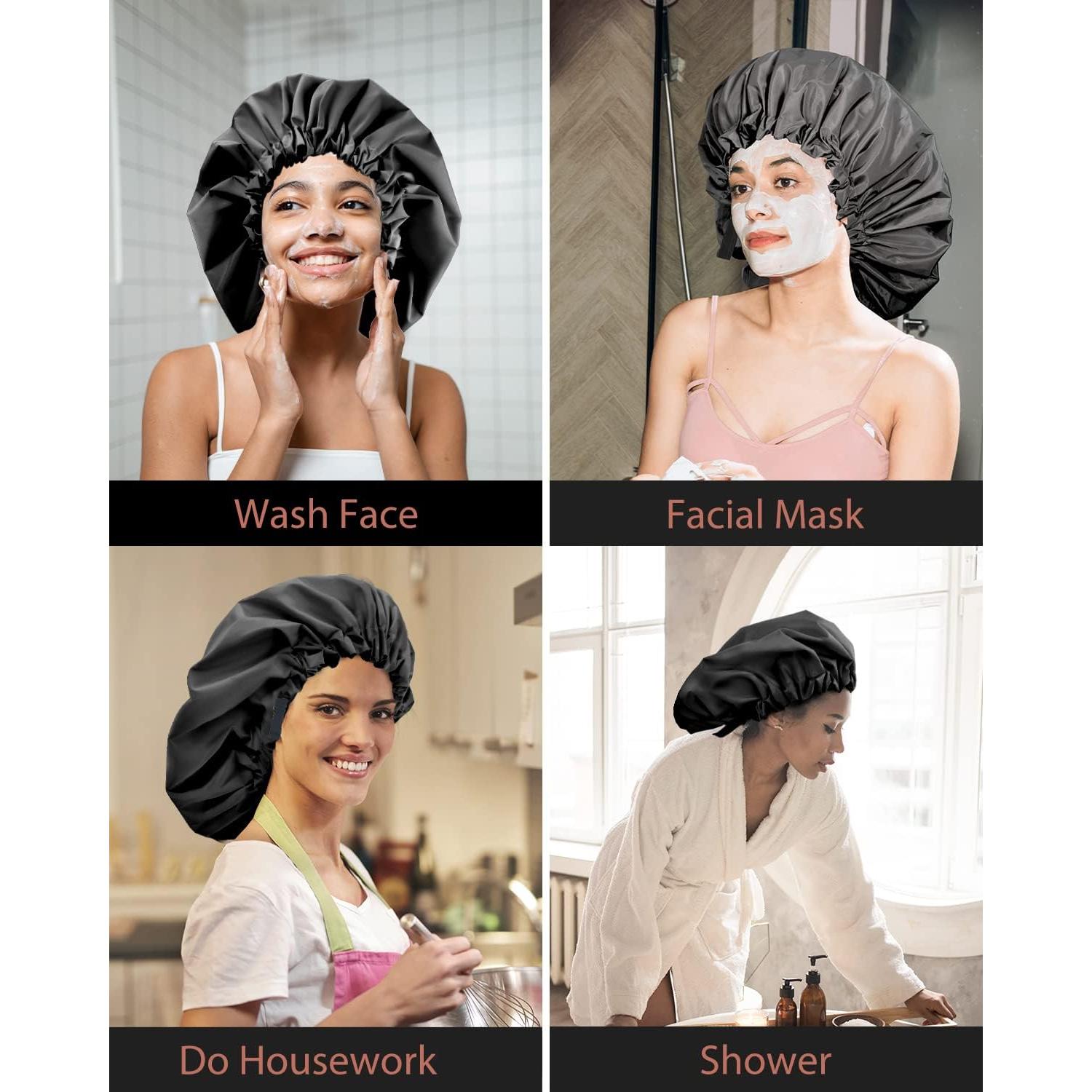 Gorro de Ducha Aquior Extra Grande Negro para Mujeres