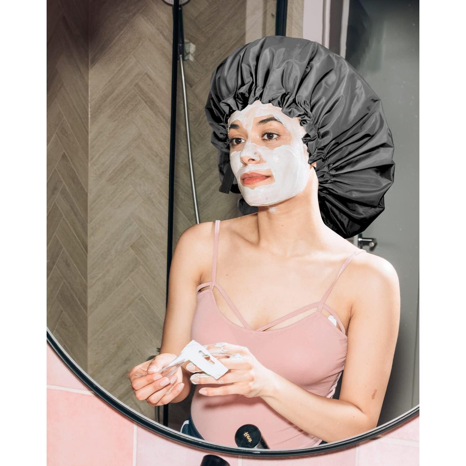 Gorro de Ducha Aquior Extra Grande Negro para Mujeres