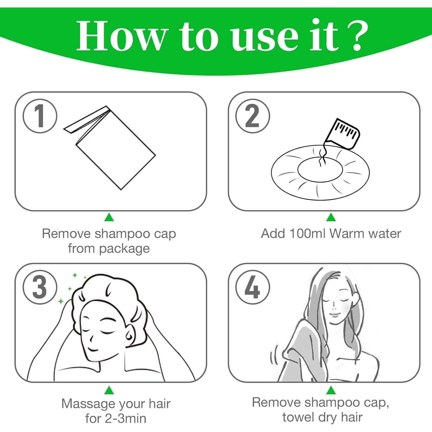 Gorros de Champú Sin Enjuague MED - 12 Paquetes para Ancianos