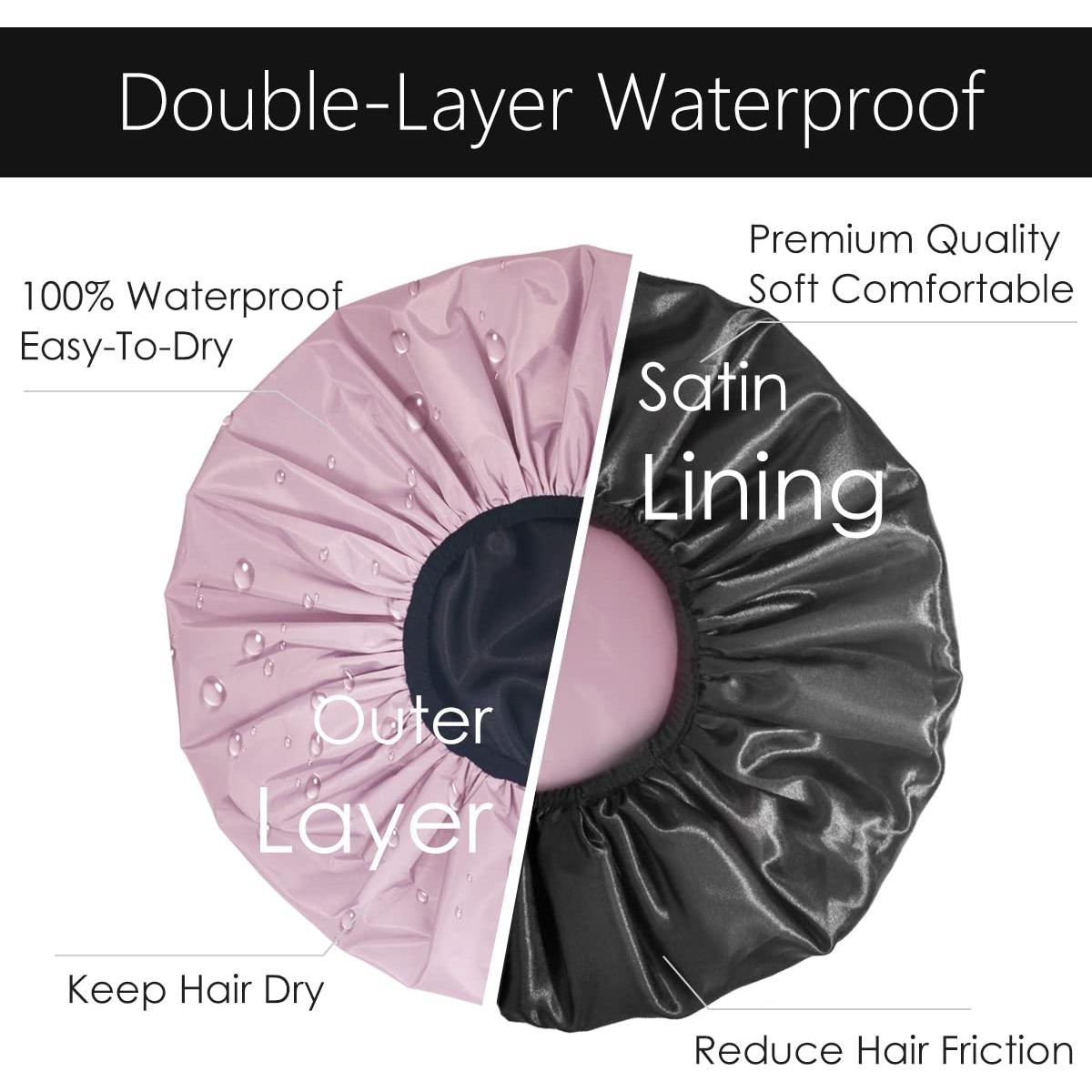 Gorro de Ducha Extra Grande Auban Rosa Impermeable Satén XL