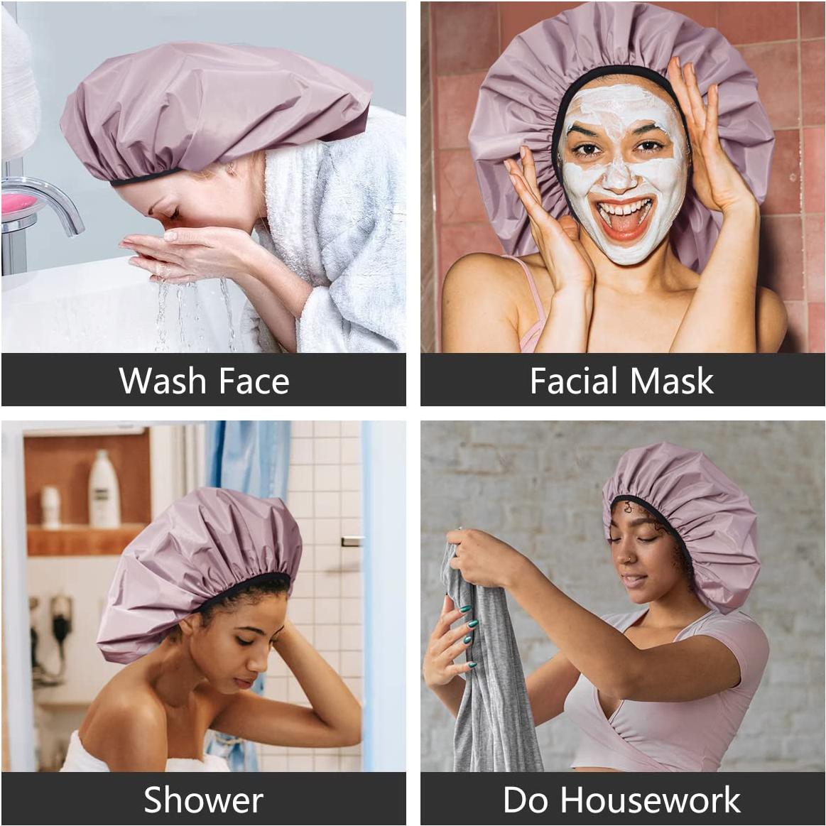 Gorro de Ducha Extra Grande Auban Rosa Impermeable Satén XL