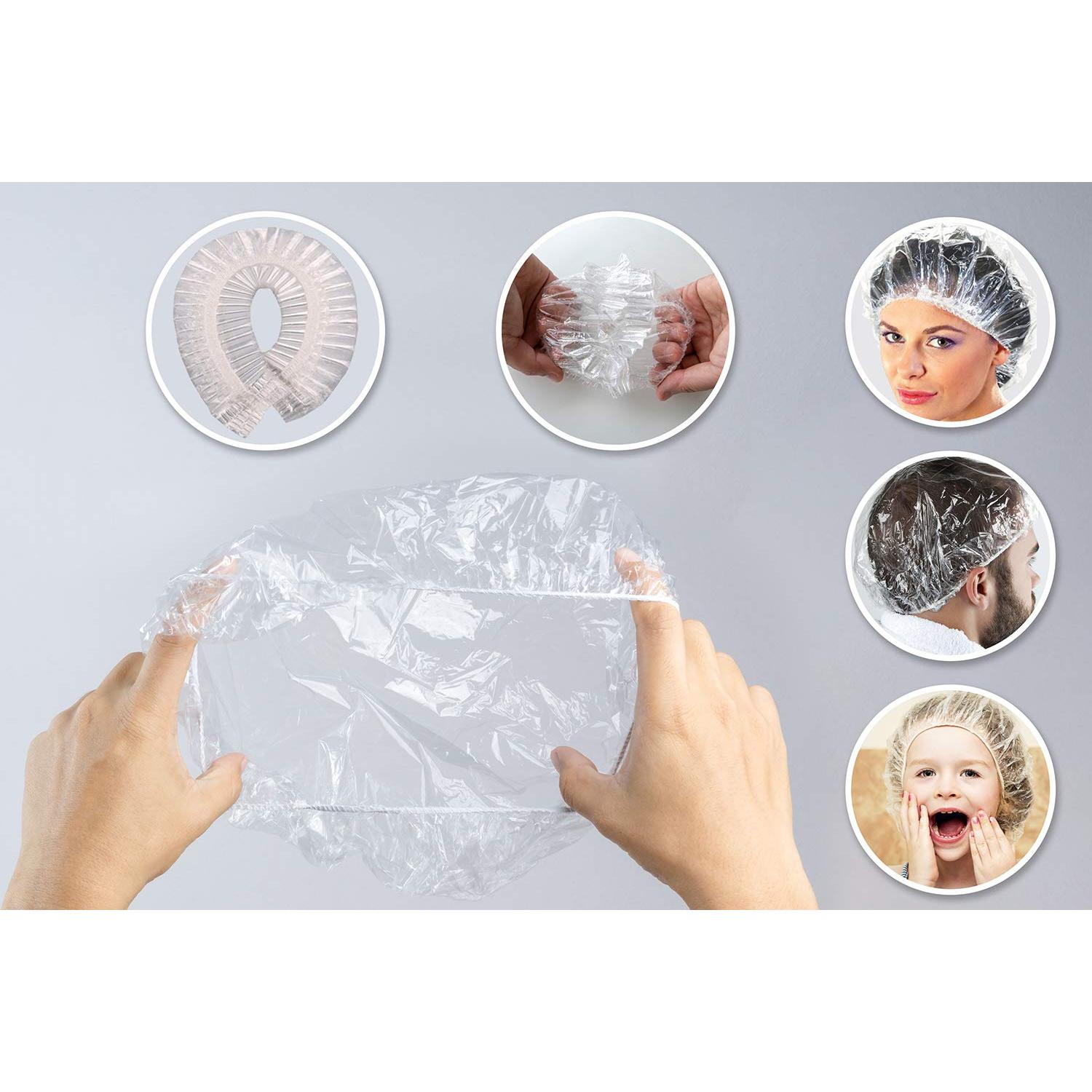 100 Gorras de Ducha Desechables Transparentes Reneebeautytan