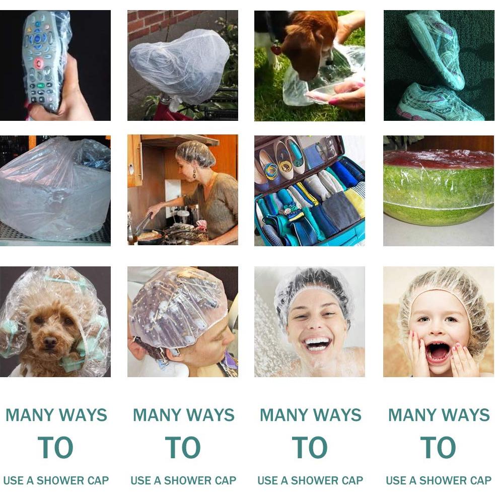 100 Gorras de Ducha Desechables Transparentes Reneebeautytan