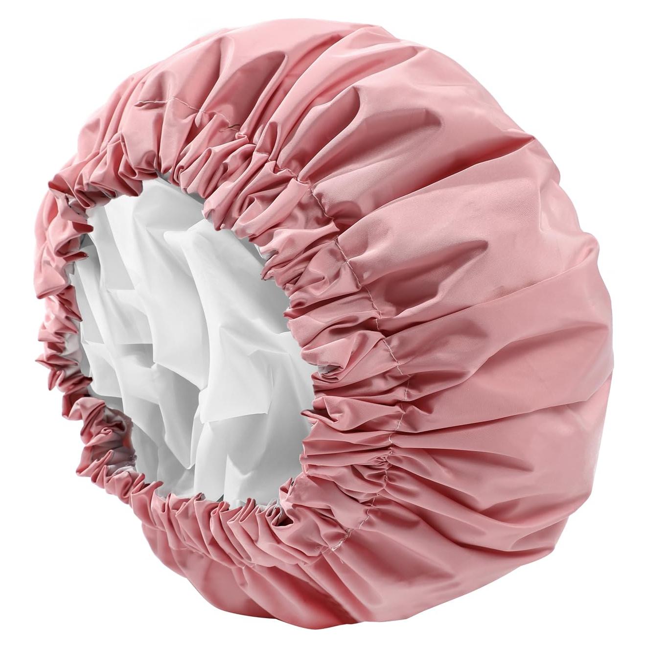 Gorro de Ducha YIZIJIZI Rosa Impermeable Reutilizable Extra Grande