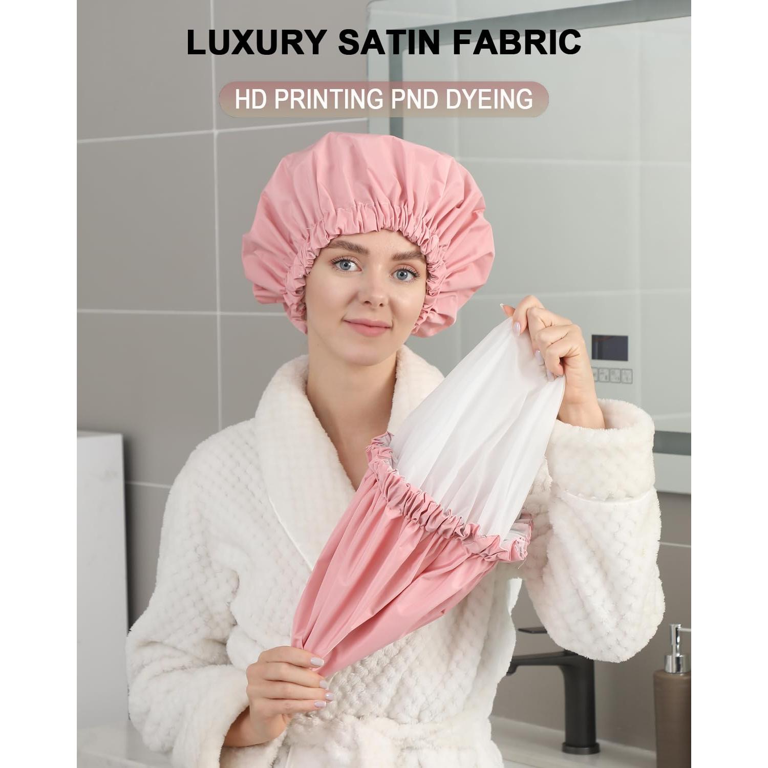 Gorro de Ducha YIZIJIZI Rosa Impermeable Reutilizable Extra Grande