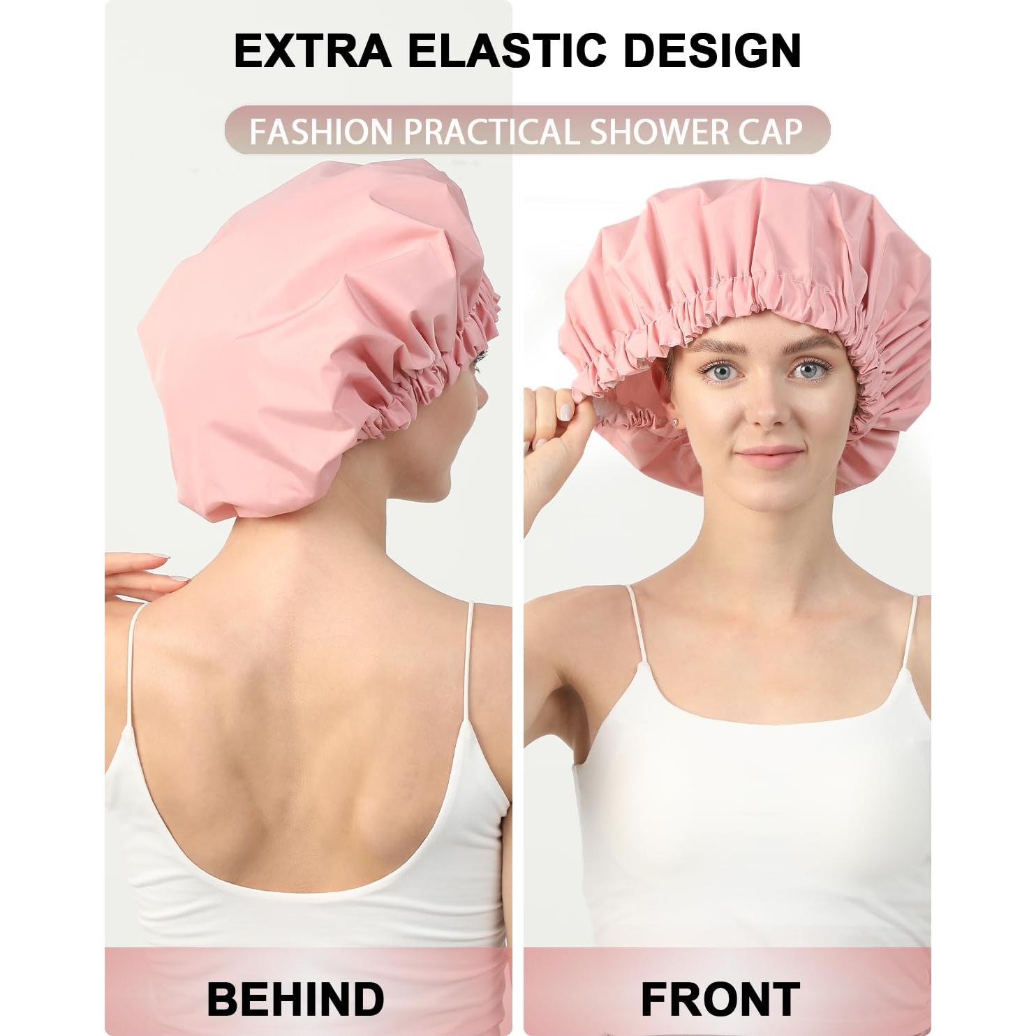 Gorro de Ducha YIZIJIZI Rosa Impermeable Reutilizable Extra Grande