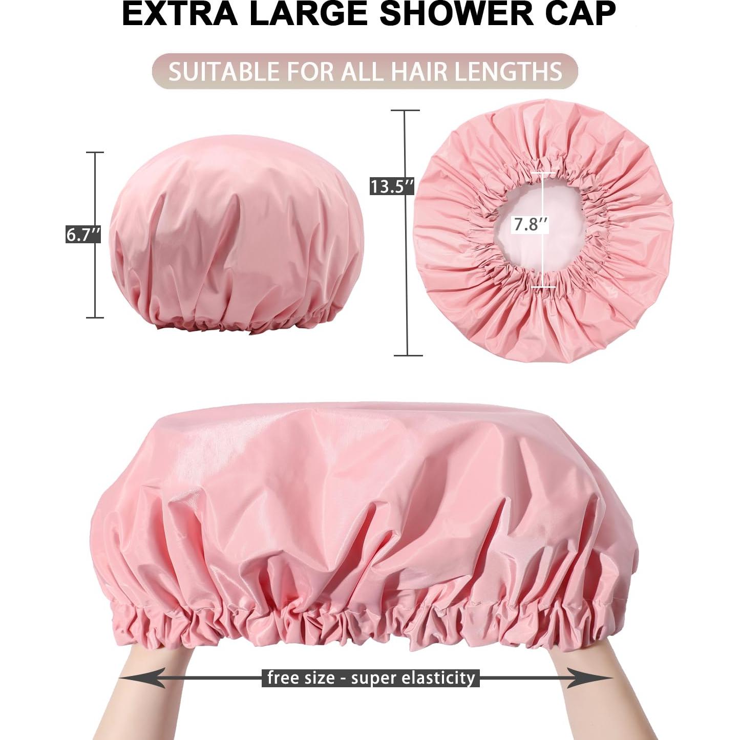 Gorro de Ducha YIZIJIZI Rosa Impermeable Reutilizable Extra Grande
