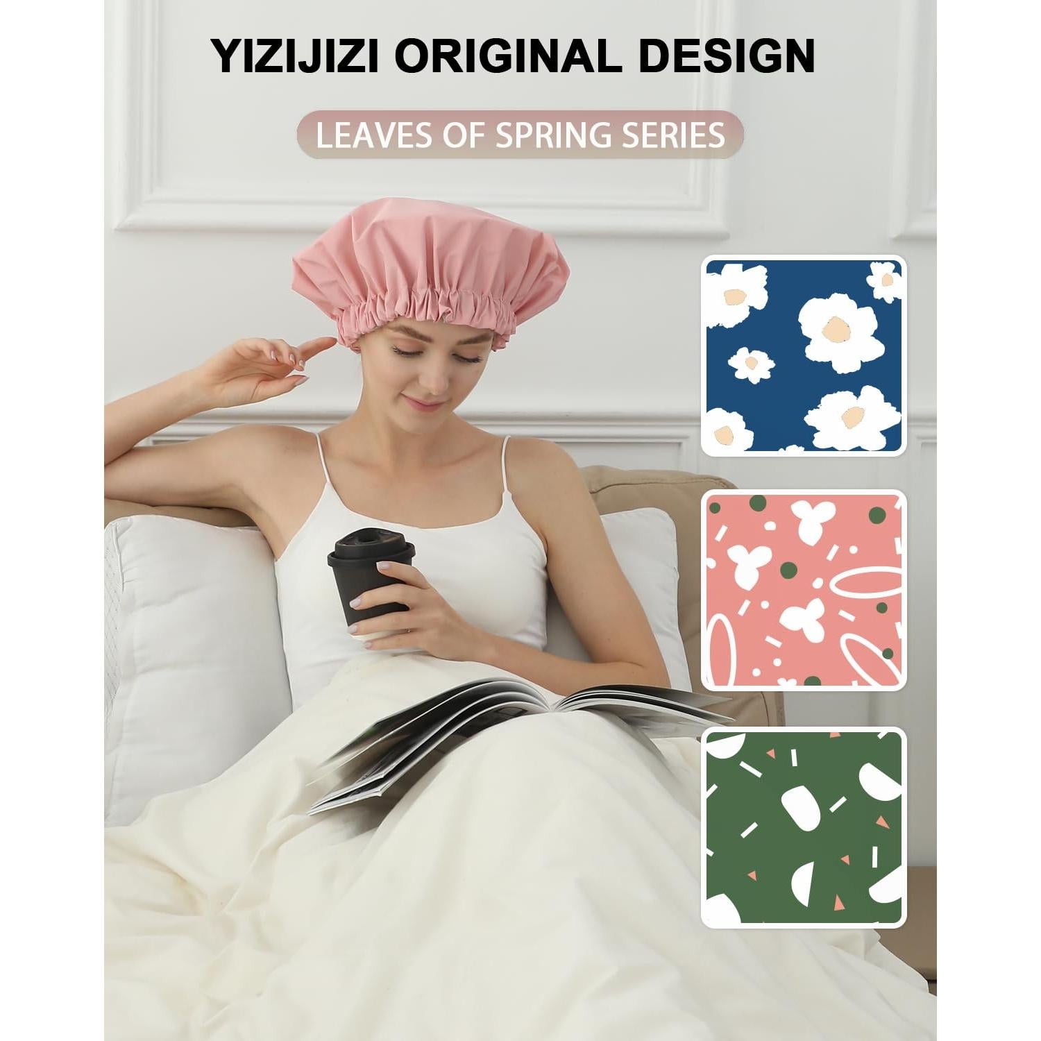 Gorro de Ducha YIZIJIZI Rosa Impermeable Reutilizable Extra Grande